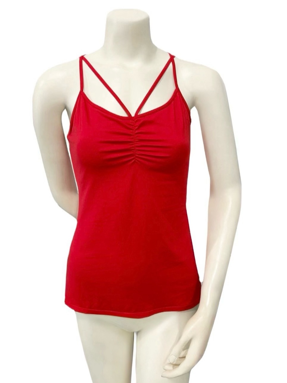 Boston Proper Red Strappy Ruched Cami Tank Top Size M